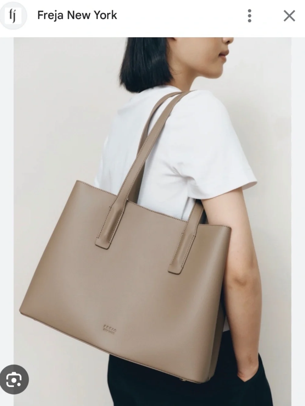 Freja New York Linnea Tote Bag Taupe Vegan Leather NWOT With Dust Bag R$318